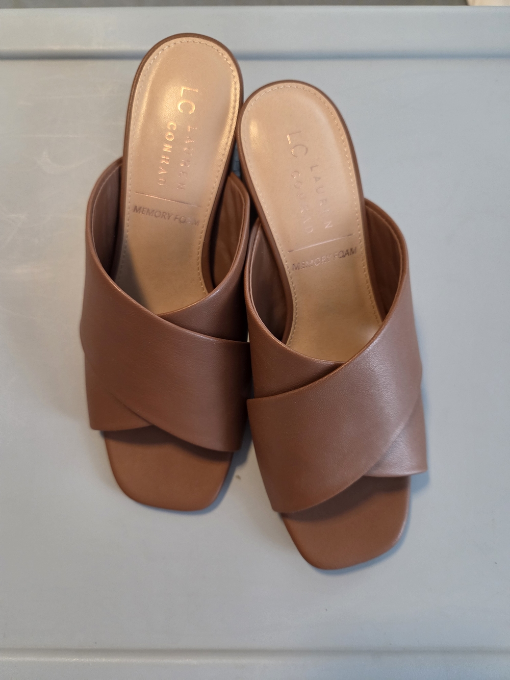 LC Lauren Conrad Women's Tan Slide Sandals